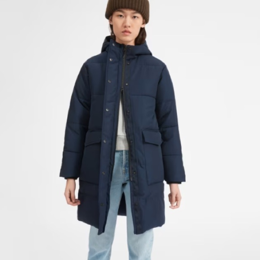 Everlane Navy ReNew Long Puffer Coat